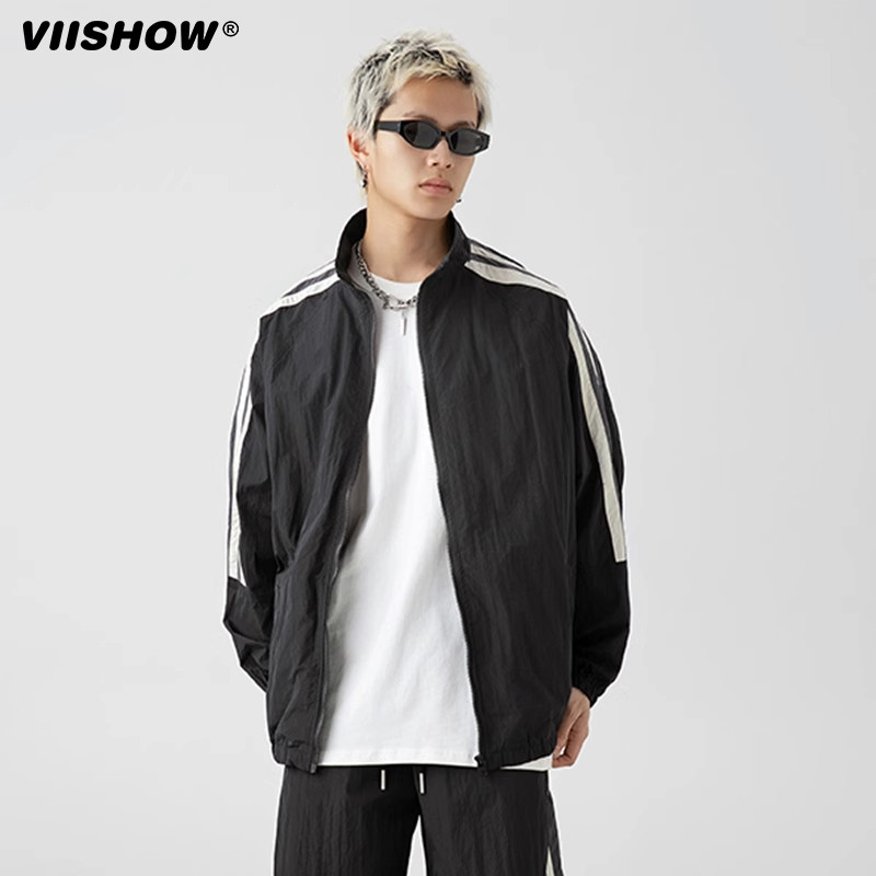 VIISHOW防晒服男士2025三条杠条设计感情侣潮流上衣短裤运动套装,淘宝优惠券,粉丝福利购,淘宝优惠卷