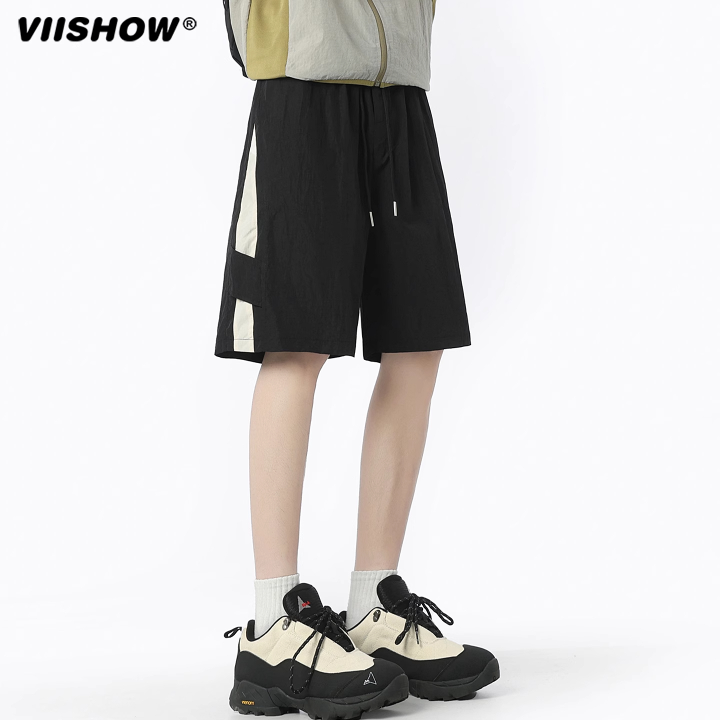 VIISHOW夏季薄款速干运动短裤男潮牌撞色拼接宽松青少年五分裤子 - 图0