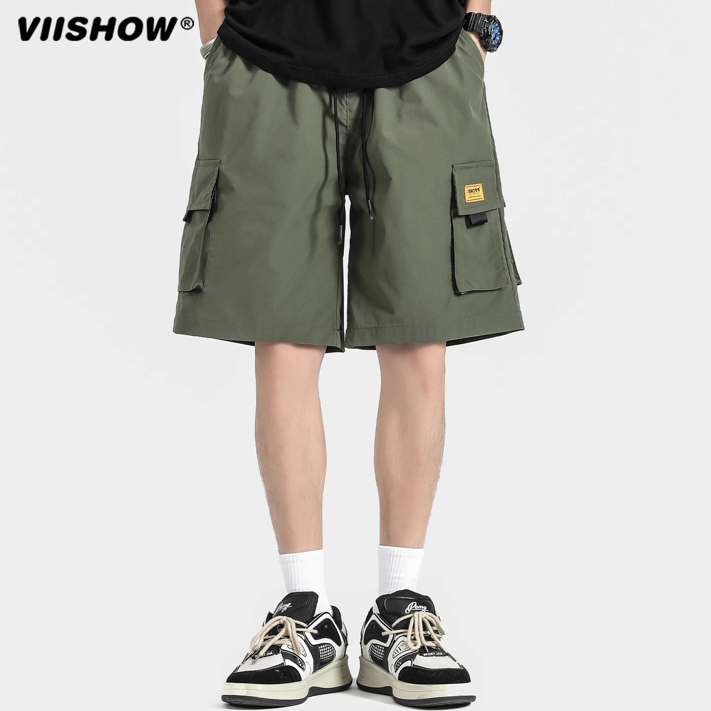 VIISHOW日系复古多口袋工装短裤男潮牌街头bf宽松阔腿休闲五分裤,淘宝优惠券,粉丝福利购,淘宝优惠卷