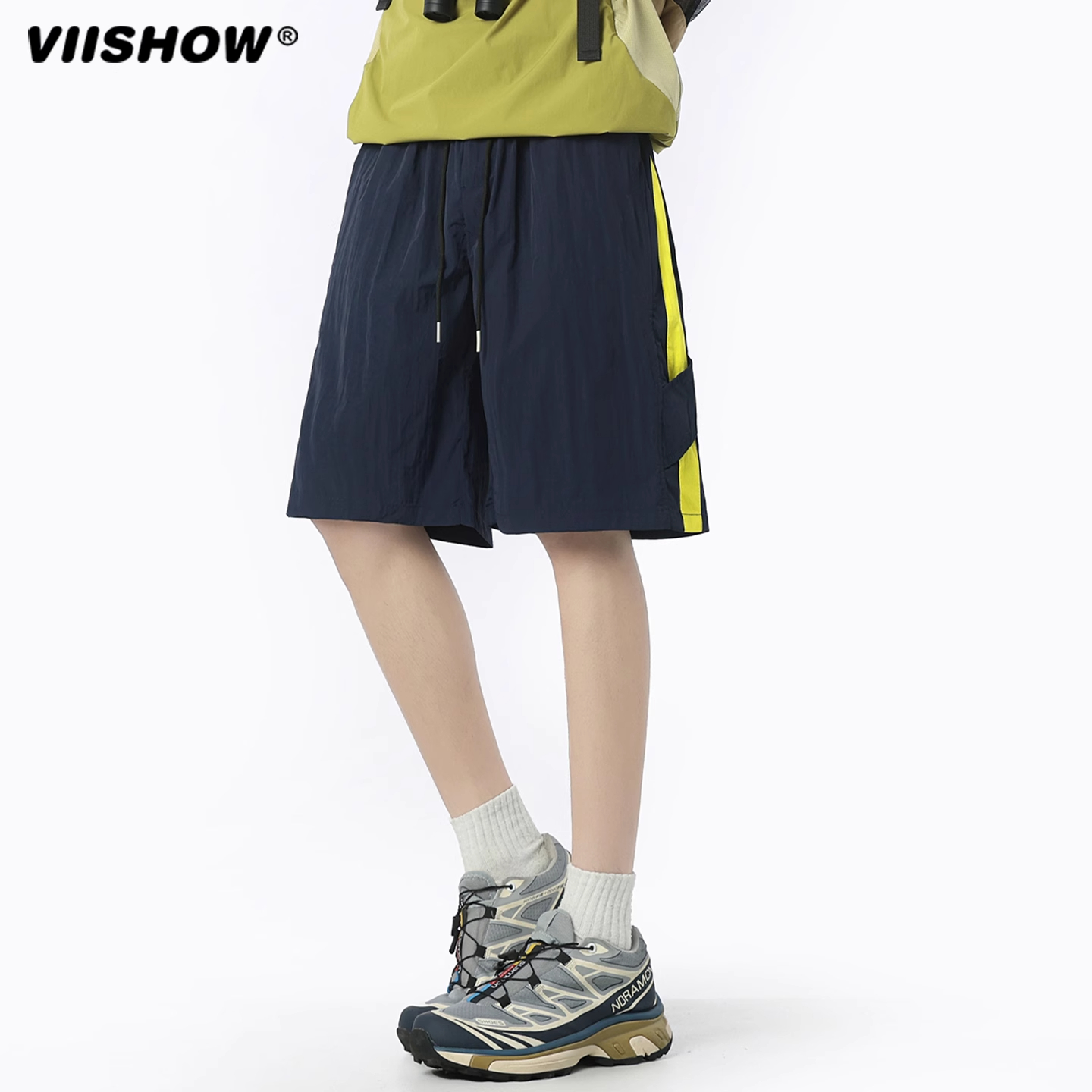 VIISHOW夏季薄款速干运动短裤男潮牌撞色拼接宽松青少年五分裤子 - 图3