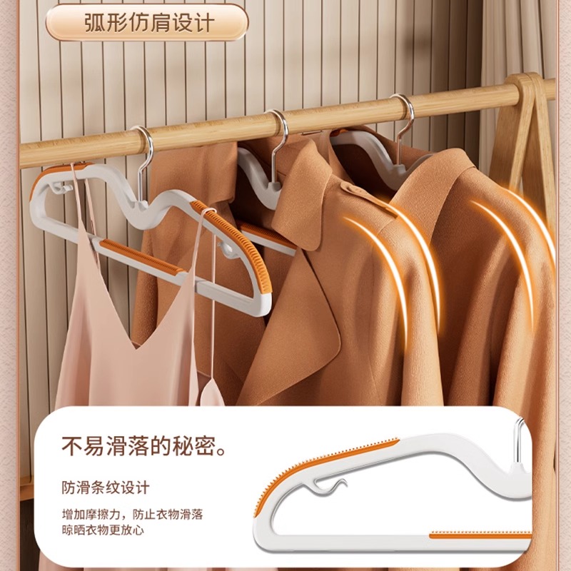 短颈缩脖子衣架防鼓包家用挂衣无痕防肩角晾衣架加粗加大护衣撑子 - 图0
