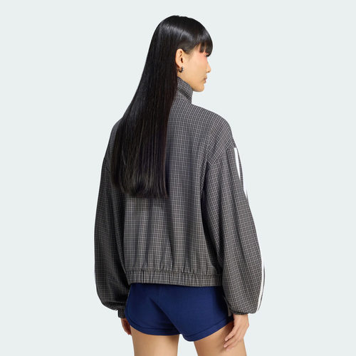 adidas阿迪达斯三叶草女子复古条纹双拉链休闲外套格子上衣LD5339 - 图0