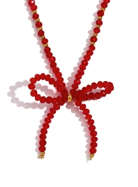 欧美时尚小众气质爆款项坠不锈子手作红色切面水晶结项链