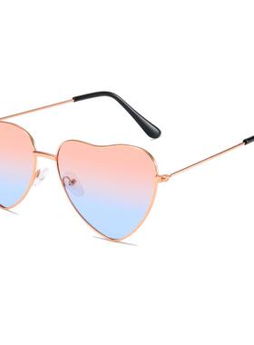 金属桃心太阳眼镜海洋片爱心眼镜时尚街拍糖果色网红心形墨镜