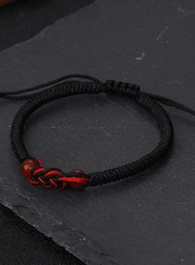2023新款同心结玛瑙手工编织女士本命年款招财转运同心结情侣脚链