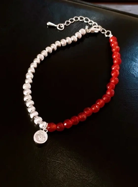 新年红色圆形锆石南瓜珠玛瑙手链本命年手串小众轻奢高级感手饰女