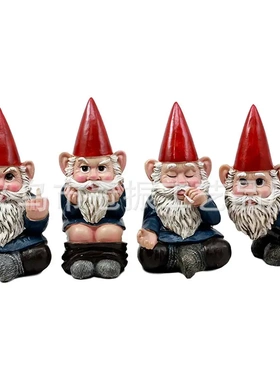 小号红色矮人喝酒 树脂红色摆件 园林设计侏儒摆件装饰