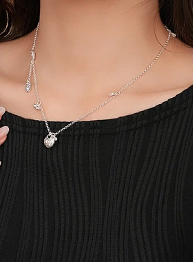 新中式爱心鲤鱼福字包包项链复古气质锁骨链时尚轻奢高级感项饰女