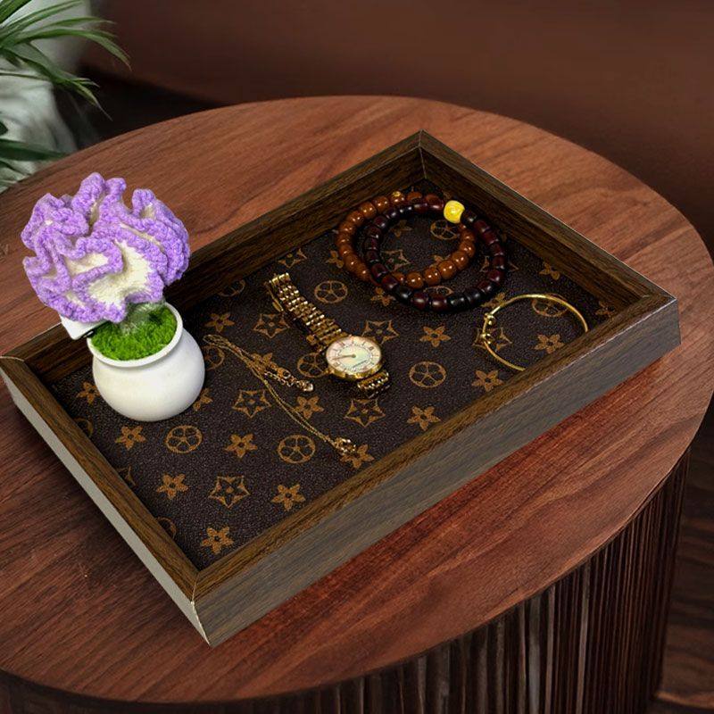 木质托盘轻奢饰品收纳戒指项链托盘皮革竹绿色复古桌面展示货盘,淘宝优惠券,粉丝福利购,淘宝优惠卷