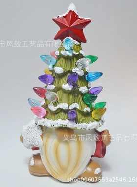 圣诞小矮人圣诞树雕塑装饰桌面聚会节日装扮圣诞工艺品摆件