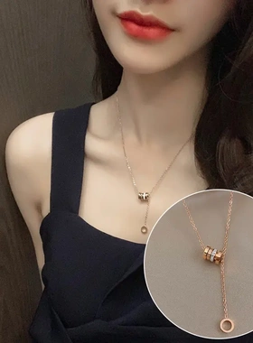 真金电镀贝壳翅膀项链女锁骨链潮冷淡风简约网红气质小众设计颈链