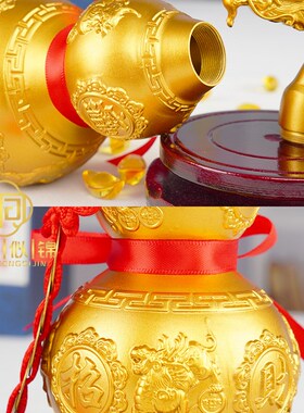 龙头铜葫芦摆件客厅招财纳福开口空D心纯黄铜乔迁之喜装饰新居入
