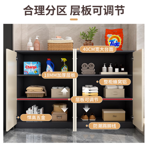 蜂窝铝阳台矮柜靠墙一体储物柜家用客厅落地地柜收纳柜定制置物柜 - 图1