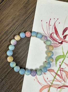 女士阿拉善玉髓手串手链蓝色珠子小尺寸小众秀气小清新甜美手饰女