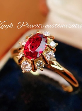 s925纯银法式轻奢戒指满钻彩宝