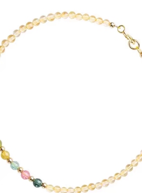 黄水晶手链女极细转运珠手串招财暴富旺夫碧玺手饰夏季送闺蜜