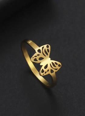 热销经典韩版甜美风切割不锈钢镂空闭口情侣戒指饰品