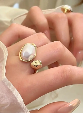 山开口戒指女可调节小众设计高级感时尚个性轻奢锆石食指戒指