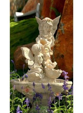 欧式别墅花园庭院阳台装饰布置会所客厅招财家居落地流水景观摆件