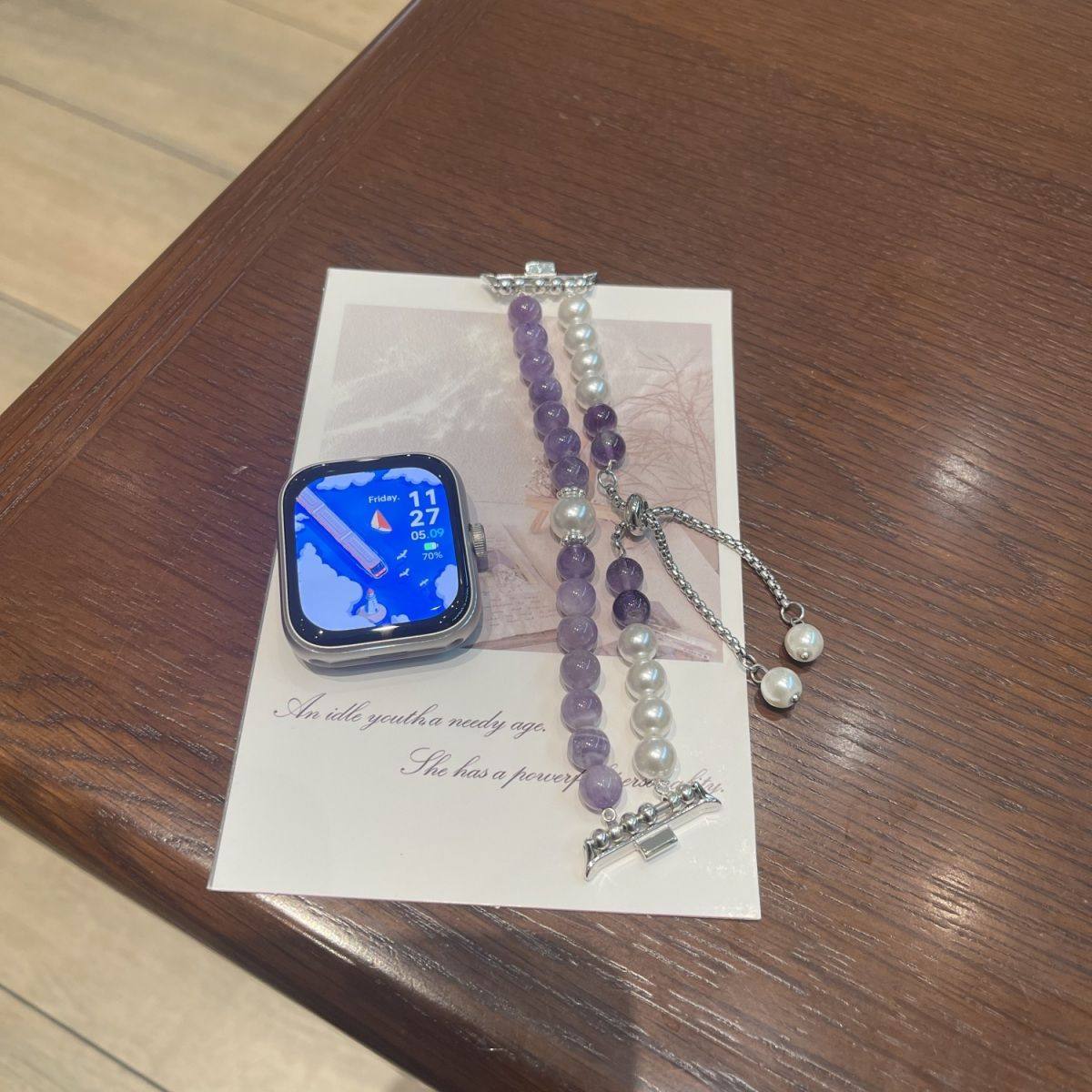 适用荣耀手表5/2i表带紫锂珍珠手环10/9荣耀亲选WatchHaylou表链,淘宝优惠券,粉丝福利购,淘宝优惠卷