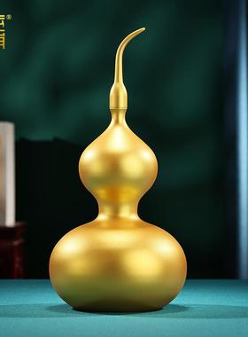 沙金色黄铜葫芦摆件光面家居客厅玄关办公室装饰品开业乔迁礼品
