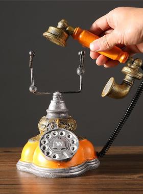 复古怀旧老物件老式电话机摆件酒吧酒柜家居装饰品座机道具存钱罐