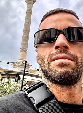 时尚曲面运动骑行太阳镜欧美in网红户外防晒墨镜Y2K太阳眼镜