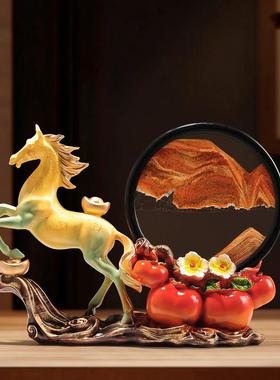 马上有钱流沙画摆件高档客