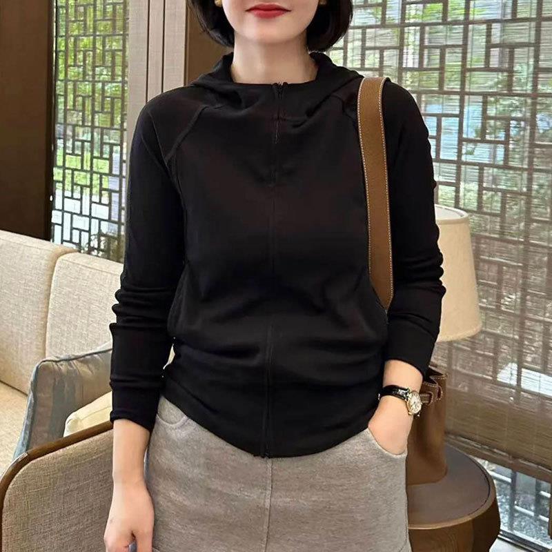 推荐连帽卫衣女春秋薄款2025年新款休闲运动开衫韩版时尚长袖上衣 - 图1