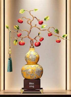 柿柿如意珐琅彩葫芦摆件大