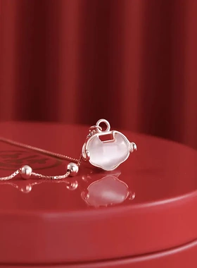 s925银复古中祥云福锁项链小众设计感长命锁秋冬锁骨链