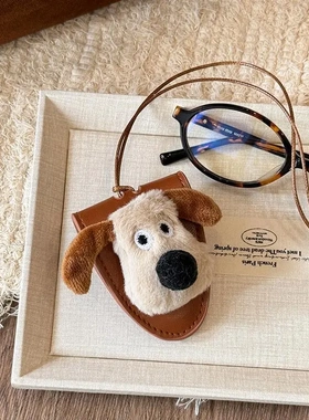 卡通毛绒猫咪小革款眼镜包包磁吸项链个性毛衣链可爱萌趣项饰