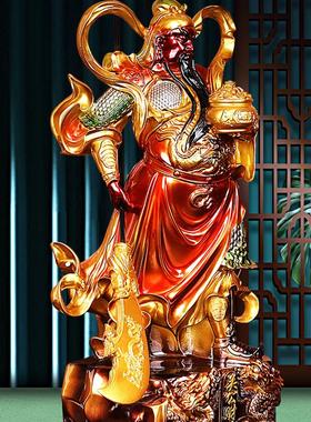 横刀关二爷九龙关公像摆件武财神供奉神像关羽办公室招财开业礼品