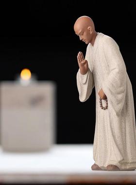 创意紫砂小和尚摆件禅意家居装饰品新中式小沙弥茶宠书柜桌面摆设