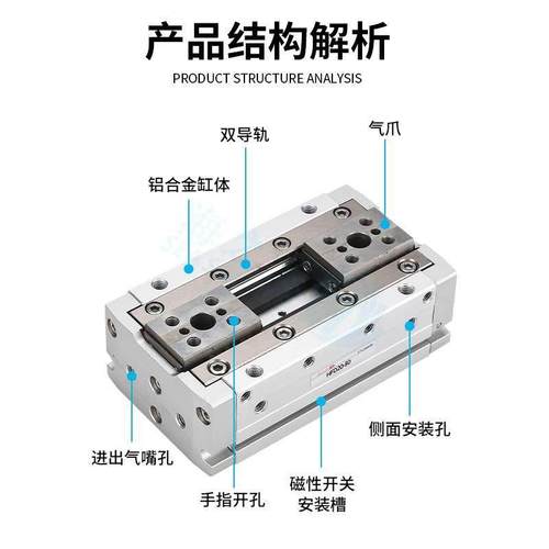 平行手指气缸气动夹爪薄型夹子夹具HFD/MHF2-8D/12D/16D/20X25/40 - 图0