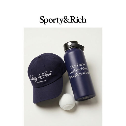 [春夏新品]Sporty&Rich 男女同款字母logo潮酷可调节棒球帽 - 图0