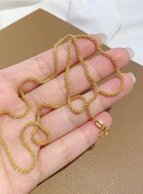沙项链金饰品真仿金女士轻项链奢级波感水链锁骨链圆珠链O字链