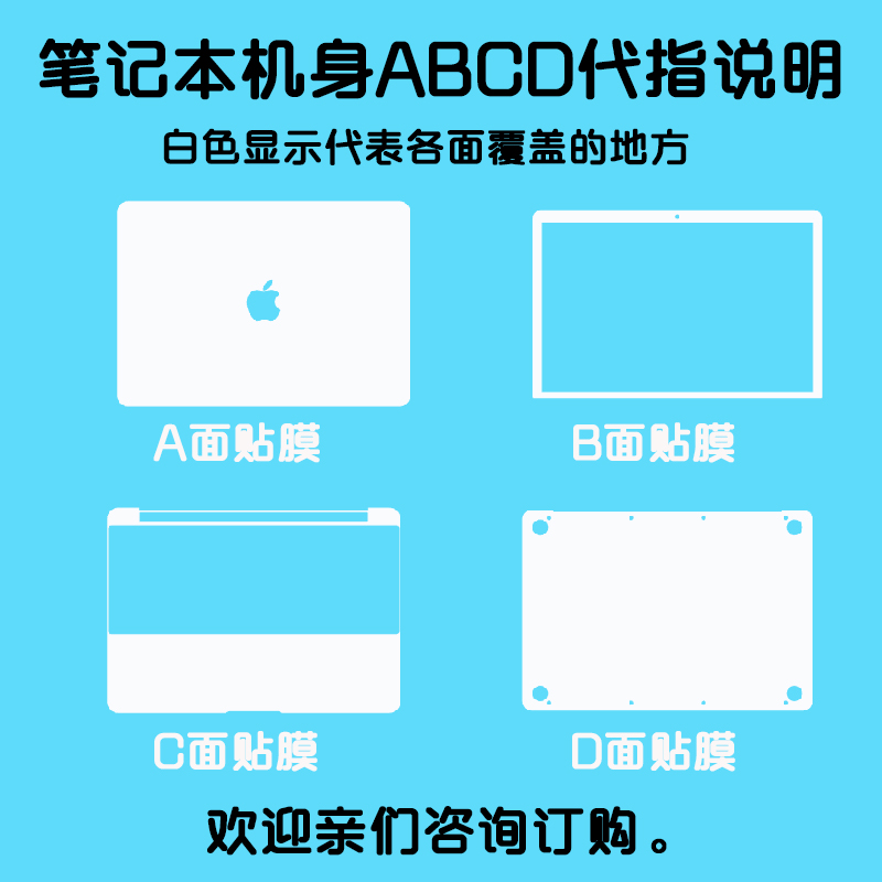 12寸 苹果 Macbook A1534 保护膜 Apple 笔记本电脑贴纸个性彩图机身贴膜 图案定制2015款外壳膜 - 图3