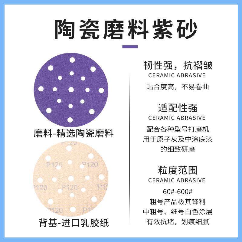 6寸17孔干磨砂纸片自粘陶瓷紫砂沙纸汽车打磨抛光圆盘植绒砂纸片,淘宝优惠券,粉丝福利购,淘宝优惠卷