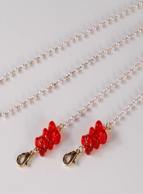 韩版新款热卖珍珠链透明亚克力防丢口罩链时尚可爱眼镜链配饰