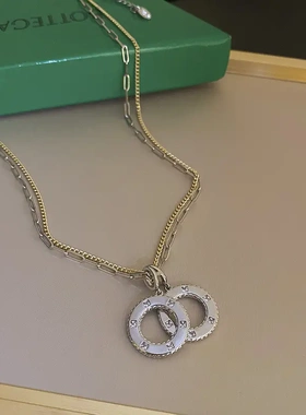 钛钢爱心字母拼接链条项链法式森系名媛锁骨链简约个性冷淡风项坠