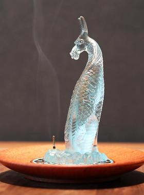 琉璃线香香插麒麟香插禅意中式家居室内书房玄关香炉香座寓意摆件