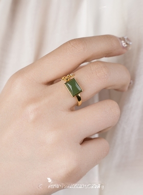 金玉良缘【北茉】高冰和田玉腕表戒指开口戒圈可调节925银国风