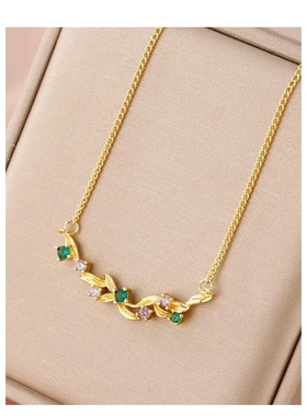 新款河畔柳叶项链女精致百搭轻奢风锁骨链小众设计感甜美风颈链