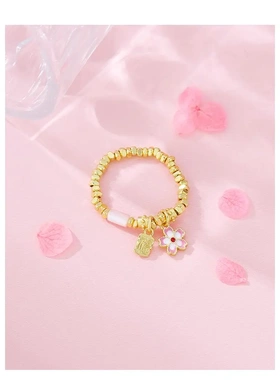 蹦迪珠古法福牌爆闪花朵女弹力戒指2025新款高级感精致指环女