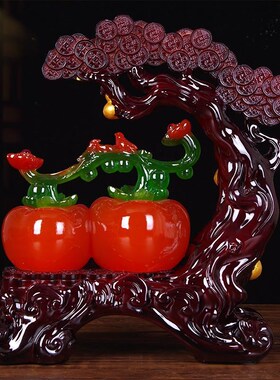 事事如意c柿子摆件客厅玄关酒柜轻奢高档装饰品送闺蜜乔迁搬家礼