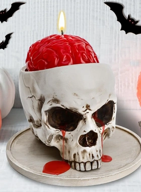 万圣节哥特式骷髅头蜡烛装饰品出血蜡烛装饰家庭餐桌农舍室内