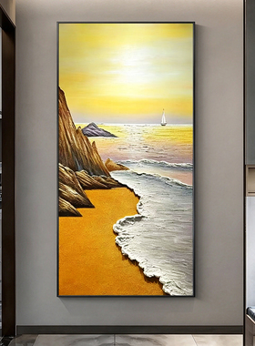 可班纯手绘油画海景风景装饰画