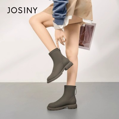 断码清仓女靴女款粗跟短靴