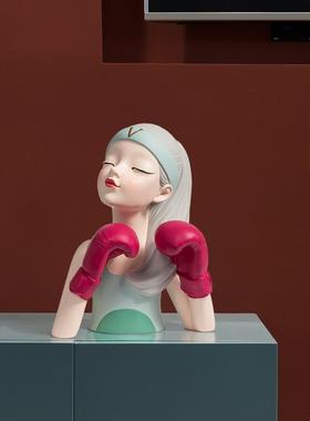 美妆女孩摆件创意玄关收纳托盘个性轻奢风客厅电视柜酒柜装饰摆设